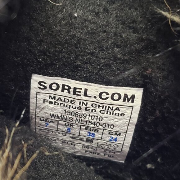 Sorel Joan Of Arctic Tall Snow Winter Boots Women’s Sz 7 Black Faux Fur - Picture 11 of 12